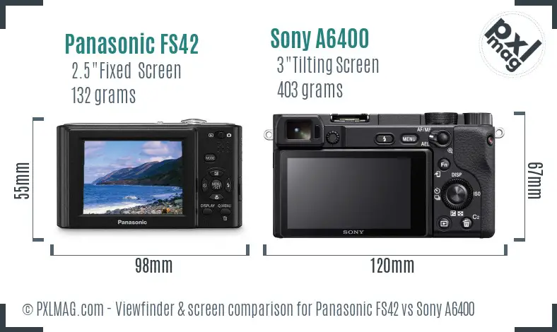 Panasonic FS42 vs Sony A6400 Screen and Viewfinder comparison