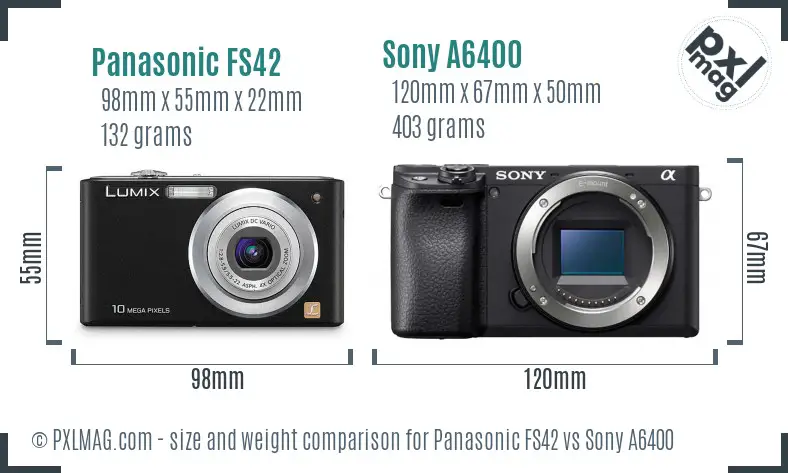 Panasonic FS42 vs Sony A6400 size comparison