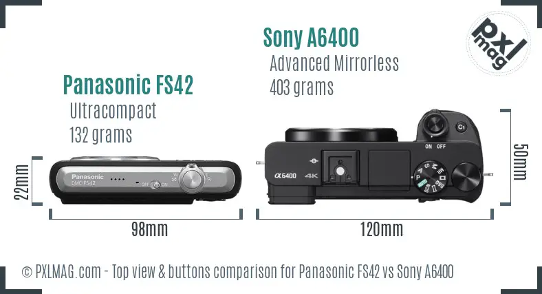 Panasonic FS42 vs Sony A6400 top view buttons comparison