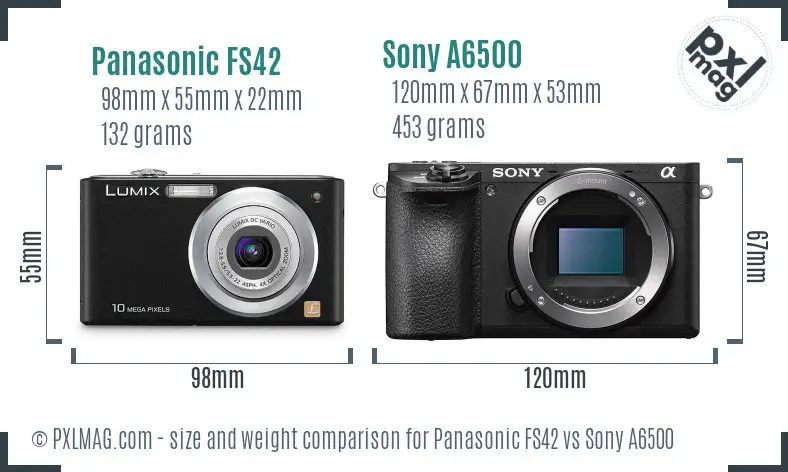 Panasonic FS42 vs Sony A6500 size comparison