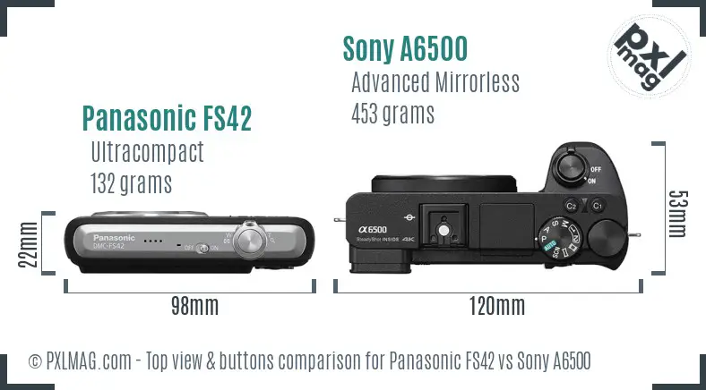 Panasonic FS42 vs Sony A6500 top view buttons comparison