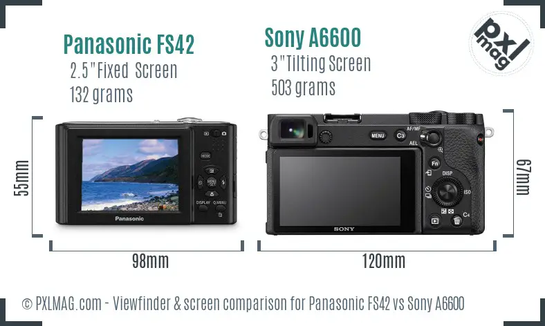 Panasonic FS42 vs Sony A6600 Screen and Viewfinder comparison