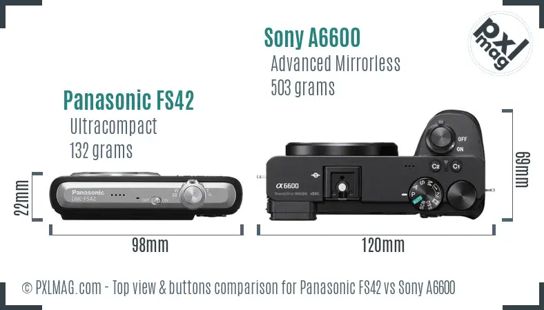 Panasonic FS42 vs Sony A6600 top view buttons comparison