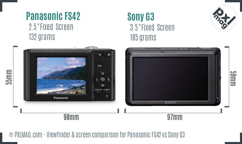 Panasonic FS42 vs Sony G3 Screen and Viewfinder comparison