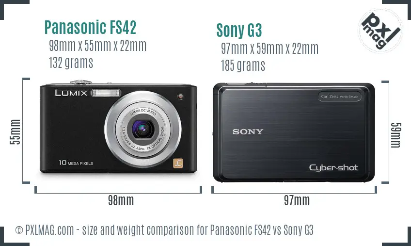 Panasonic FS42 vs Sony G3 size comparison
