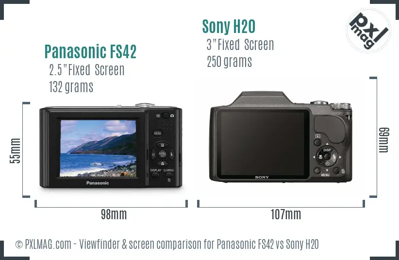 Panasonic FS42 vs Sony H20 Screen and Viewfinder comparison