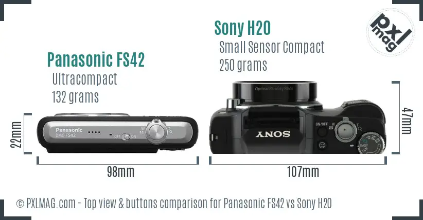 Panasonic FS42 vs Sony H20 top view buttons comparison