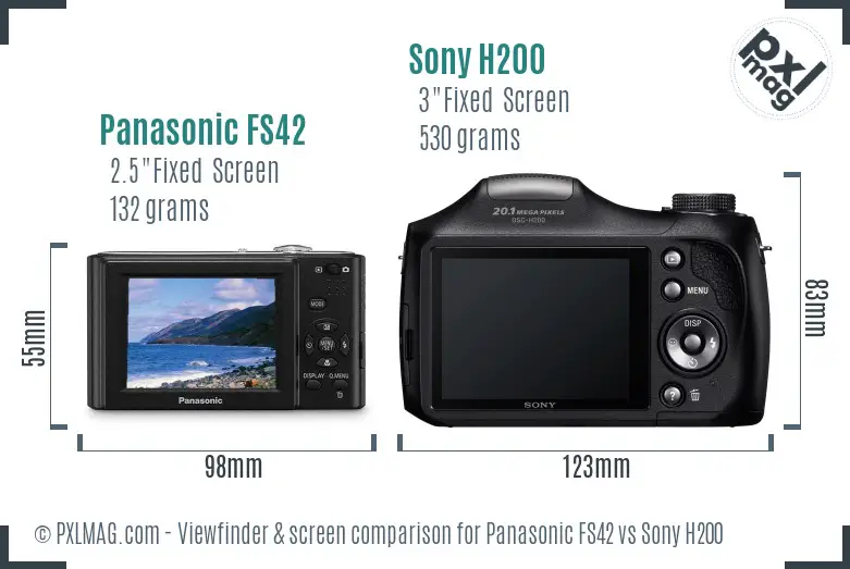Panasonic FS42 vs Sony H200 Screen and Viewfinder comparison
