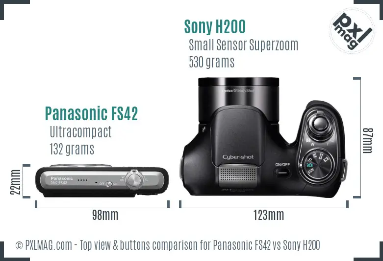 Panasonic FS42 vs Sony H200 top view buttons comparison