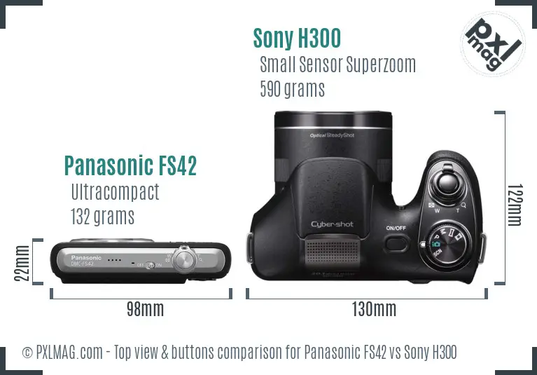 Panasonic FS42 vs Sony H300 top view buttons comparison
