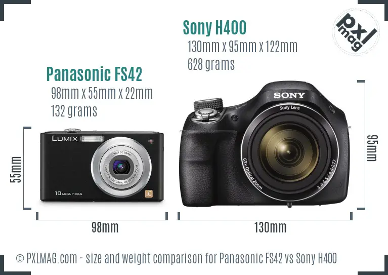 Panasonic FS42 vs Sony H400 size comparison