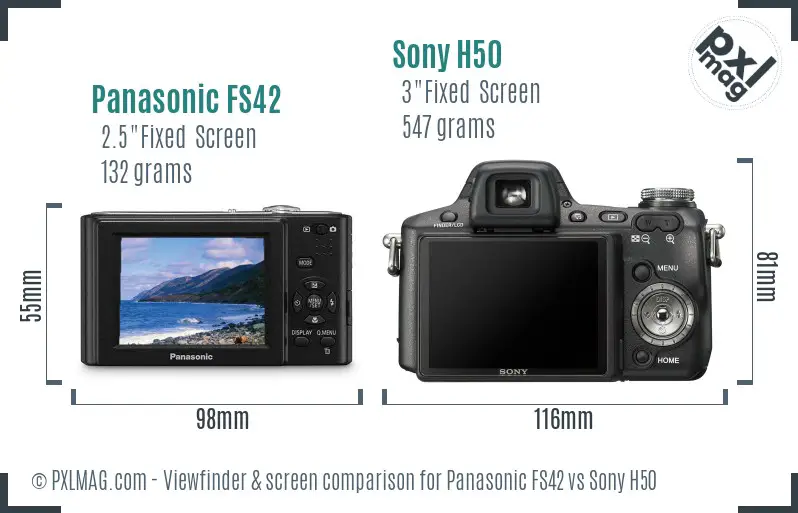 Panasonic FS42 vs Sony H50 Screen and Viewfinder comparison