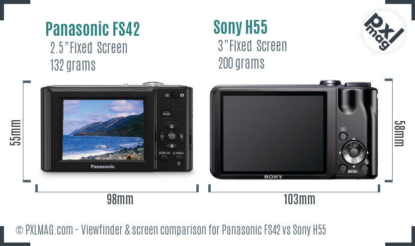 Panasonic FS42 vs Sony H55 Screen and Viewfinder comparison