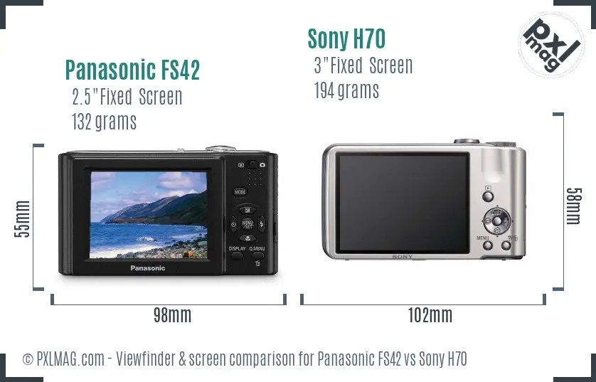 Panasonic FS42 vs Sony H70 Screen and Viewfinder comparison