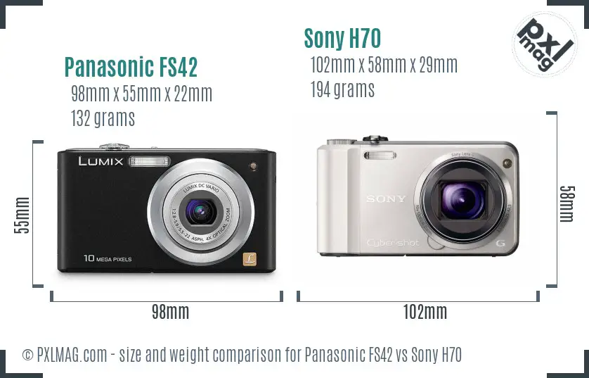 Panasonic FS42 vs Sony H70 size comparison