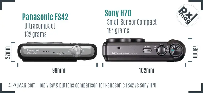 Panasonic FS42 vs Sony H70 top view buttons comparison