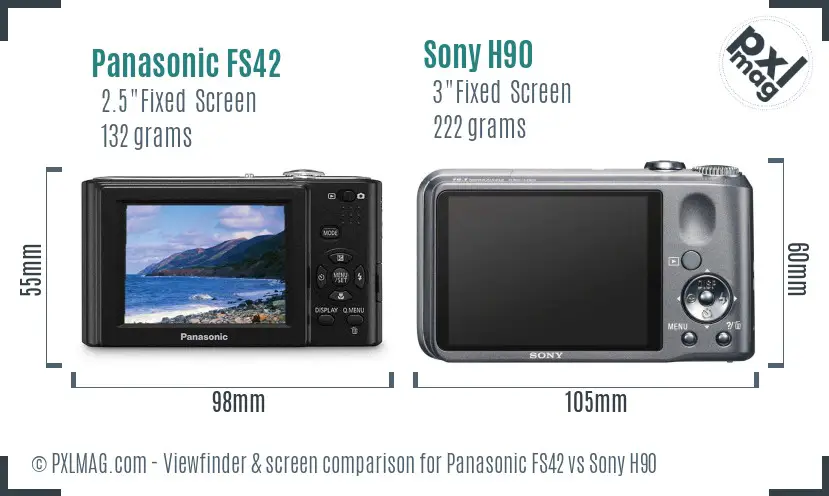 Panasonic FS42 vs Sony H90 Screen and Viewfinder comparison