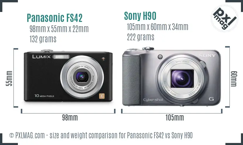 Panasonic FS42 vs Sony H90 size comparison