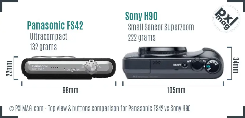 Panasonic FS42 vs Sony H90 top view buttons comparison