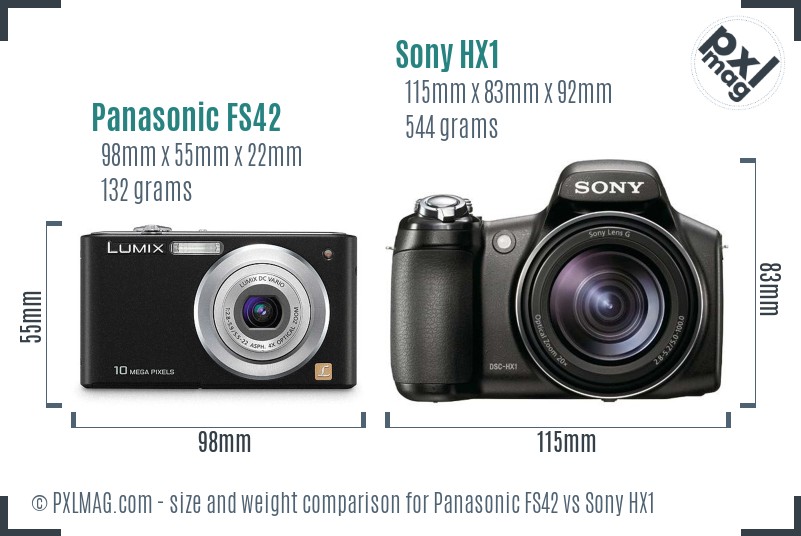 Panasonic FS42 vs Sony HX1 size comparison