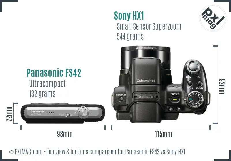 Panasonic FS42 vs Sony HX1 top view buttons comparison