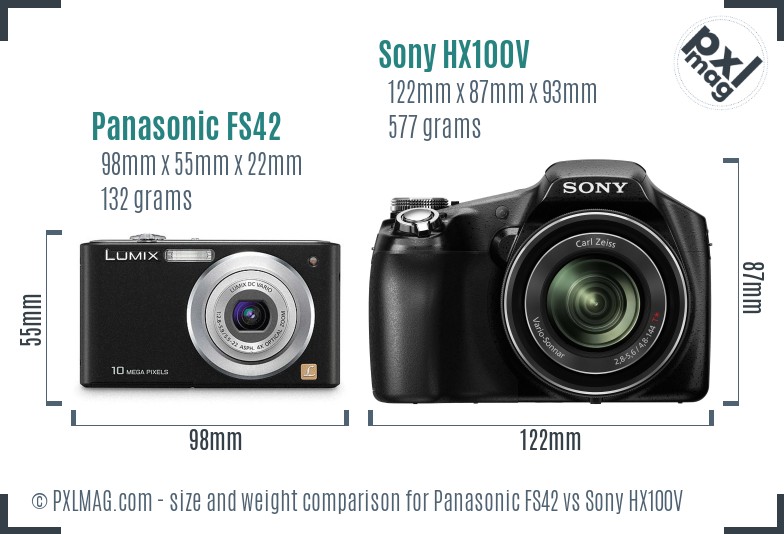 Panasonic FS42 vs Sony HX100V size comparison