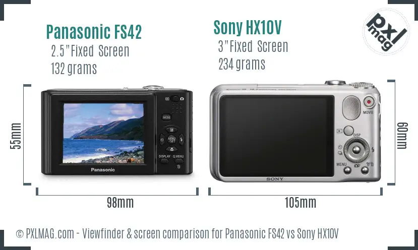 Panasonic FS42 vs Sony HX10V Screen and Viewfinder comparison