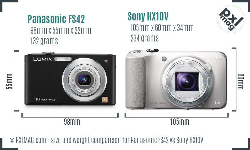 Panasonic FS42 vs Sony HX10V size comparison