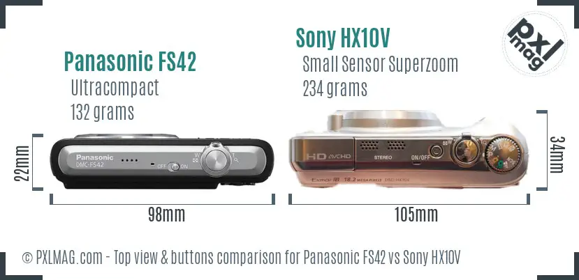 Panasonic FS42 vs Sony HX10V top view buttons comparison