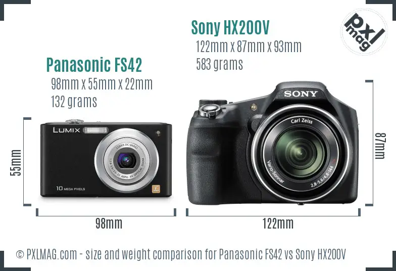Panasonic FS42 vs Sony HX200V size comparison