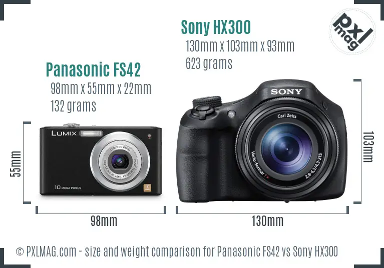 Panasonic FS42 vs Sony HX300 size comparison