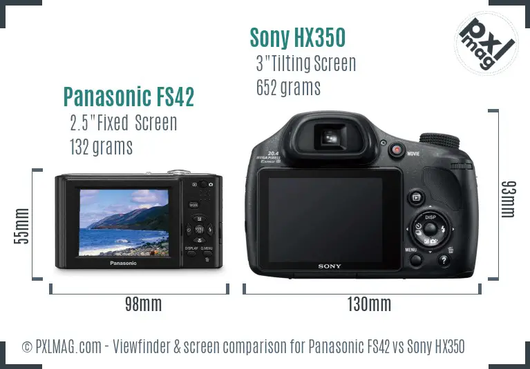 Panasonic FS42 vs Sony HX350 Screen and Viewfinder comparison