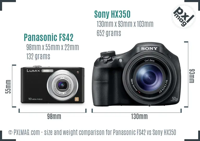 Panasonic FS42 vs Sony HX350 size comparison