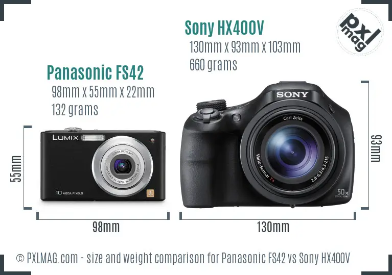 Panasonic FS42 vs Sony HX400V size comparison