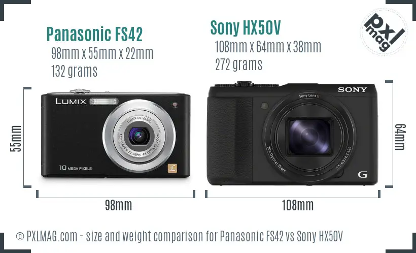 Panasonic FS42 vs Sony HX50V size comparison