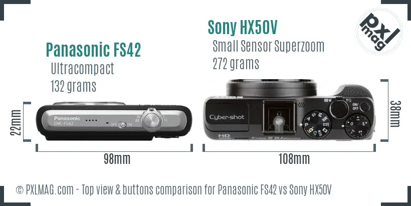 Panasonic FS42 vs Sony HX50V top view buttons comparison