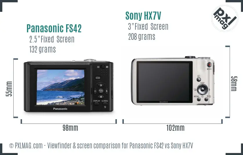 Panasonic FS42 vs Sony HX7V Screen and Viewfinder comparison