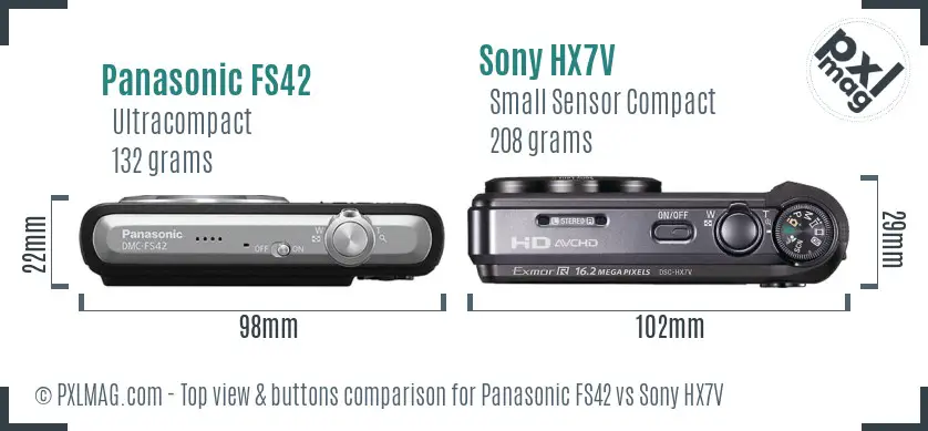 Panasonic FS42 vs Sony HX7V top view buttons comparison