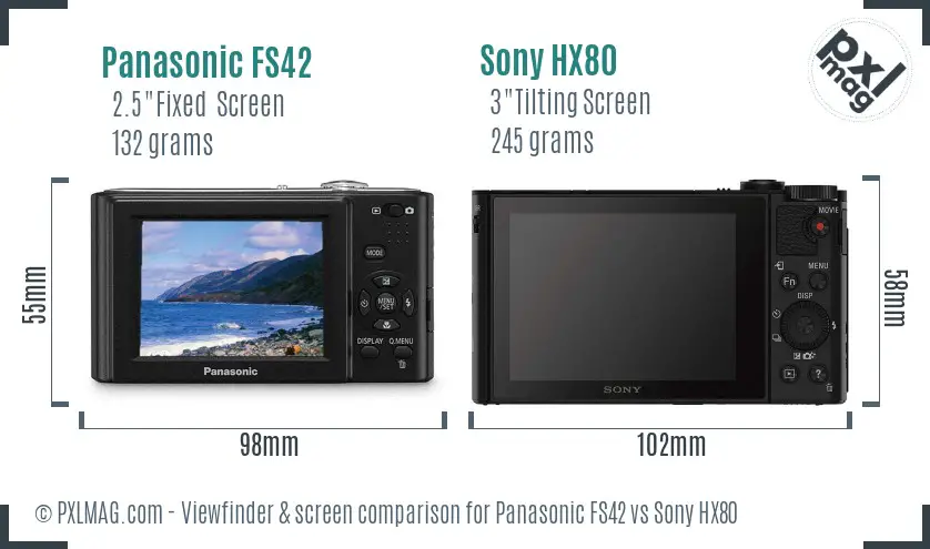 Panasonic FS42 vs Sony HX80 Screen and Viewfinder comparison