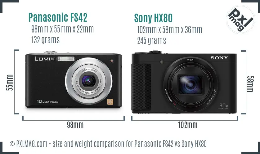 Panasonic FS42 vs Sony HX80 size comparison