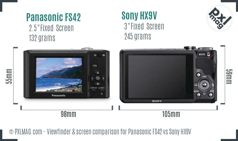 Panasonic FS42 vs Sony HX9V Screen and Viewfinder comparison