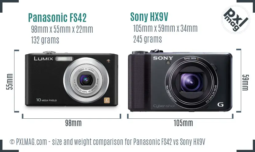 Panasonic FS42 vs Sony HX9V size comparison