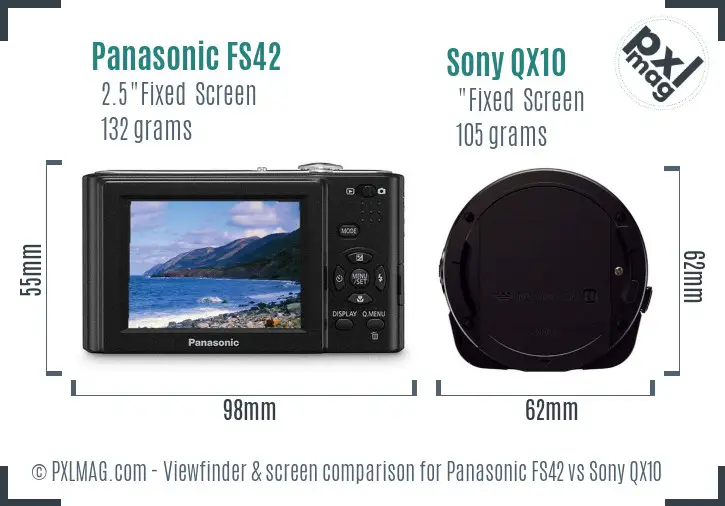 Panasonic FS42 vs Sony QX10 Screen and Viewfinder comparison