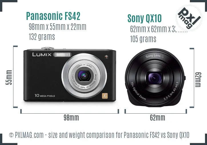 Panasonic FS42 vs Sony QX10 size comparison