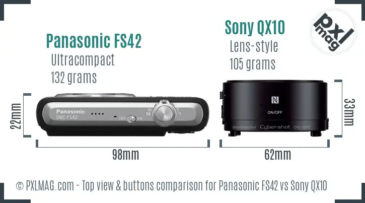 Panasonic FS42 vs Sony QX10 top view buttons comparison