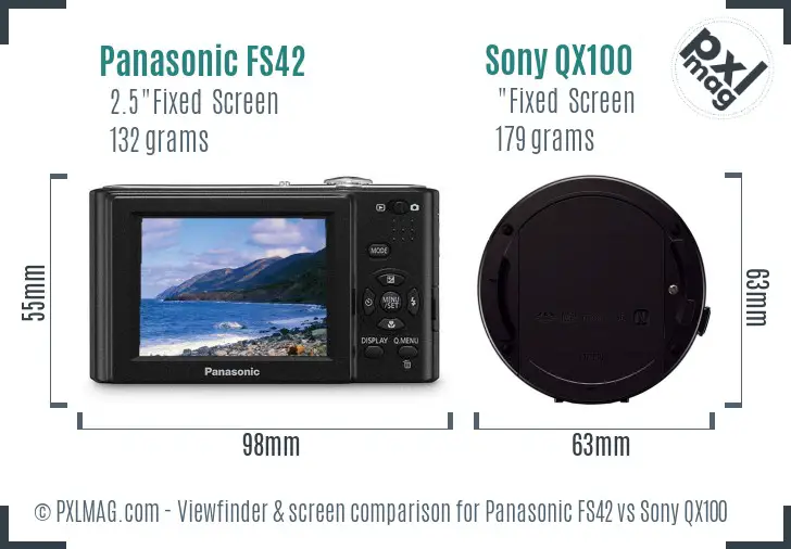 Panasonic FS42 vs Sony QX100 Screen and Viewfinder comparison