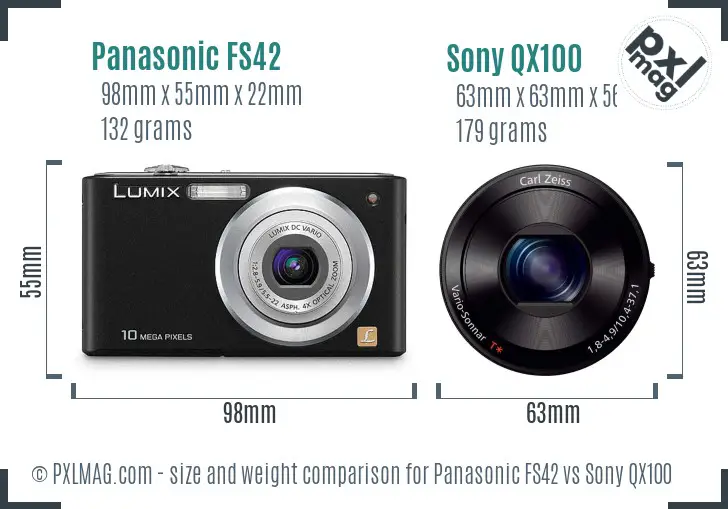 Panasonic FS42 vs Sony QX100 size comparison