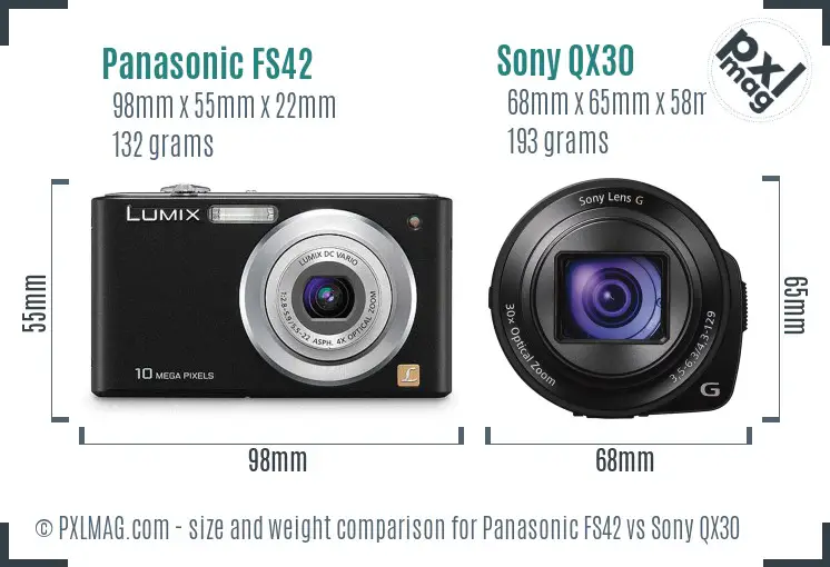 Panasonic FS42 vs Sony QX30 size comparison