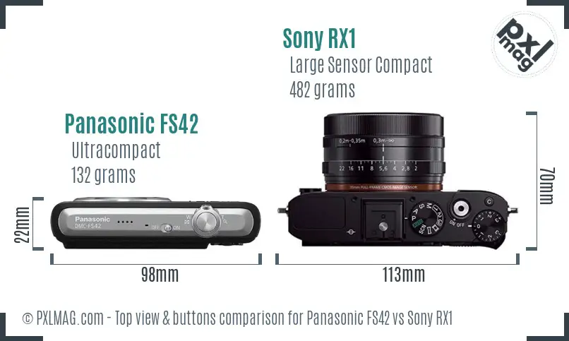 Panasonic FS42 vs Sony RX1 top view buttons comparison
