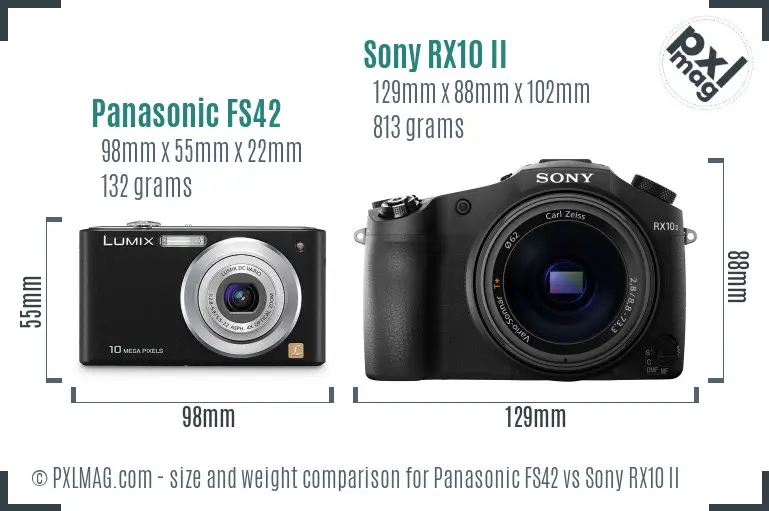 Panasonic FS42 vs Sony RX10 II size comparison